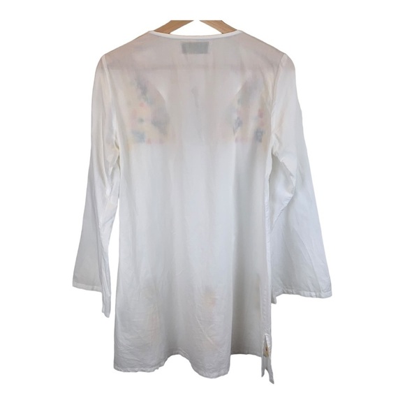 Glam Vintage Soul sz S White Embroidered Multicolour Long Line Women’s Tunic Top - Picture 7 of 9
